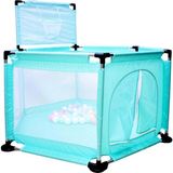 Baby Home Happy 2in1 Gevenli Bebek ve Çocuk Oyun Alanı Oyun Parkı Oyun Matı ve Topları - 150 x 70 x 67 - Turkuaz