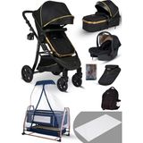 Baby Home Yeni Doğan Set 8 In 1 Baby Home 985 Travel Sistem Bebek Arabası ve 505 Bebek Sepeti Sepet Anne Yanı Beşik - Siyah