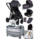 Baby Home Yeni Doğan Set 9 In 1 Baby Home 985 Tavel Sistem Bebek Arabası ve 600 Park Yatak Oyun Parkı Beşik - Füme