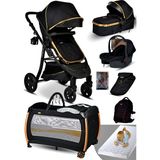 Baby Home Yeni Doğan Set 9 In 1 Baby Home 985 Tavel Sistem Bebek Arabası ve 600 Park Yatak Oyun Parkı Beşik - Siyah