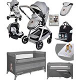 Baby Home Yeni Doğan Set Paketi 990 Travel Sistem Bebek Arabası Lorelli Anne Yanı Oyun Parkı Yatak Beşik - Gri