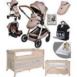 Baby Home Yeni Doğan Set Paketi 990 Travel Sistem Bebek Arabası Lorelli Anne Yanı Oyun Parkı Yatak Beşik - Kahverengi