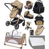 Baby Home Yeni Ekonomi Paket 8 In 1 1010 Travel Sistem Bebek Arabası 340 Anne Yanı Bebek Sepeti Beşik - Kahverengi - Gold