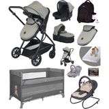 Baby Home Yeni Full Takım 10 In 1 1010 Travel Sistem Bebek Arabası Lorelli Anne Yanı Oyun Parkı Park Yatak Beşik ve Sallanır Ana Kucağı - Füme