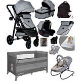 Baby Home Yeni Full Takım 10 In 1 940 Travel Sistem Bebek Arabası Lorelli Anne Yanı Oyun Parkı Park Yatak Beşik ve Sallanır Ana Kucağı - Gri