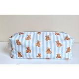 Baby Kangaroo Ayıcık Desenli Mavi Dyson Airwrap Uyumlu Saç Şekillendirici Çantası 35x14x12, XXL Makyaj ve Kozmetik Organizer, %100 Pamuklu, Yıkanabilir, Seyahat ve Hediye İçin Ideal