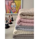 Baby Kety Örgü Desenli Bebek Pikesi - Organik Pamuk Bebek Battaniyesi (95X95 Cm) - Açık Pembe - 95 X 95