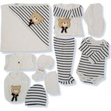 Baby Kids Colors 11 Parca Organik Lüks Anti Alerjik Hastane Cıkışı Zıbın Set Yeni Doğan - Yenidoğan - Beyaz - Lacivert
