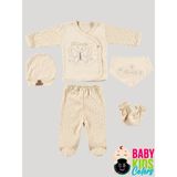 Baby Kids Colors 5 Parça Kutulu Sertifikalı Organik Saf Pamuklu Sevimli Hastane Çıkışı Set - Yenidoğan - Kelebek
