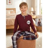 Baby Kids Colors Erkek Çocuk Ekose Pijama Takımı - Bordo
