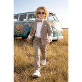 Baby Kids Colors Erkek Çocuk Flamlı Keten Salaş Ceketli Takım Elbise / Gömlek Pantolon Ceket Papyon Keten Takım - Kahverengi