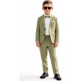 Baby Kids Colors Erkek Çocuk Flamlı Keten Salaş Ceketli Takım Elbise / Gömlek Pantolon Ceket Papyon Keten Takım - Yeşil - 1 Yaş