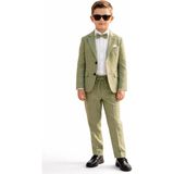 Baby Kids Colors Erkek Çocuk Flamlı Keten Salaş Ceketli Takım Elbise / Gömlek Pantolon Ceket Papyon Keten Takım - Yeşil