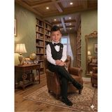 Baby Kids Colors Erkek Çocuk Smokin Takım Elbise 6 Düğmeli Yelekli Papyonlu Zincirli 4'lü Takım - Siyah - 10 Yaş