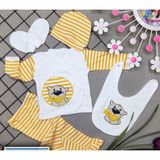Baby Kids Colors Florlu Ayı Nakışlı Organik Yeni Doğan Hastane Çıkış Zıbın Seti - 0 - 3 Ay - Ekru