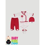 Baby Kids Colors Kutulu Kalpli Lüx Bebek Zıbın Seti Yenidoğan Hastane Çıkışı Bebek Giyim - Kırmızı
