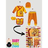 Baby Kids Colors Kutulu Yeni Doğan Bebek Zıbın Takımı 5 Parça %100 Pamuk - Sarı - Kırmızı - Yenidoğan