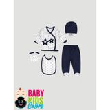 Baby Kids Colors Kutulu Yıldızlı Lüx Bebek Zıbın Seti Yenidoğan Hastane Çıkışı Bebek Giyim - Lacivert