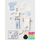 Baby Kids Colors Lüks Taşlı Yeni Doğan Hastane Çıkış 10'lu Zıbın Seti (Kutulu) - Yenidoğan - Mavi