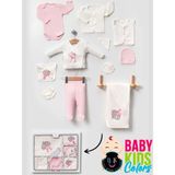 Baby Kids Colors Lüks Taşlı Yeni Doğan Hastane Çıkış 10'lu Zıbın Seti (Kutulu) - Yenidoğan - Pembe