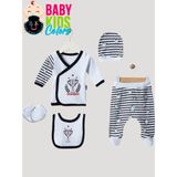 Baby Kids Colors Yeni Doğan Bebek Taraftar Zıbın Takımı 5 Parça %100 Pamuk - Siyah - Yenidoğan