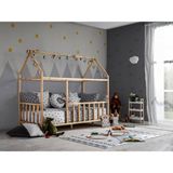 Baby Kinder Çatılı Doğal Montessori Bebek & Çocuk Karyolası - 100 x 200 cm - Çam