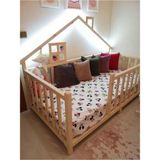 Baby Kinder Happy Doğal Çam Montessori Bebek ve Çocuk Karyolası 60 x 120 cm Ahşap Tasarım