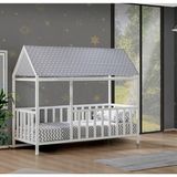 Baby Kinder Roofed Wh. Montessori Bebek & Çocuk Karyolası - 80 x 180 cm - Beyaz