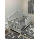 Baby Kinder Wh. Back Roofed Doğal Ahşap Yatak Montessori Bebek ve Çocuk Karyolası - 100 x 200 cm - Beyaz