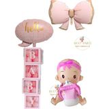 Baby Kutulu Pembe Kız Bebek Hastane Odası Süsleme Balon Seti