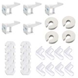 Baby Lock Bebek Çocuk Güvenlik Seti, 5 Çekmece Dolap Kilidi, 8 Köşe Koruyucu ve 12 Priz Koruyucu, 4 Kapı Koruyucusu Orijinal 3M Çift Taraflı Bantlı
