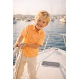 Baby Lory Kids Store Erkek Çocuk Kısa Kollu Gömlek Pantolon Takım - Turuncu - Krem - 5 - 6 Yaş