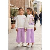 Baby Lory Kids Store Kız Çocuk Labubu Desenli Bol Paça Takım - 4 Yaş - Mor - Beyaz