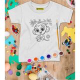 Baby Maymun Tişört Boyama Seti – Çocuk Full Set Fırçalı, Kreatif Elbise Tasarım Oyunu, 3+ Yaş - Beyaz
