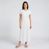 baby mom Anne Gecelik Çiçek Baskılı Çıtçıtlı Bisiklet Yaka Short Sleeve Desenli - Ekru