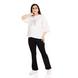 baby mom Anne Giyim Hamile Sweatshirt Mini Me Bisiklet Yaka Kısa Kol Ekru -