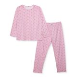 baby mom Anne Hamile Pijama Takımı Ayı Baskılı Bisiklet Yaka Uzun Kol Reçme - Pembe