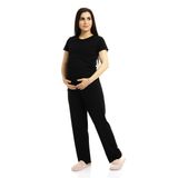 baby mom Anne Hamile Pijama Takımı Bisiklet Yaka Kısa Kol Reçme Paça