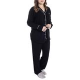 baby mom Anne Hamile Pijama Takımı Düğmeli Modelli Yaka Long Sleeve - Siyah