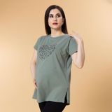baby mom Anne Hamile Tişört Kalp Baskılı Bisiklet Yaka Short Sleeve - Yeşil