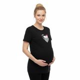 baby mom Anne Hamile Tişört Yazı Baskılı Bisiklet Yaka Kısa Kol