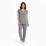 baby mom Anne Pijama Takımı Modelli Yaka Short Sleeve - Gri