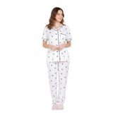 baby mom Baby Mom Anne Pijama Takımı Çiçek Baskılı Çıtçıtlı Bisiklet Yaka Kısa Kol