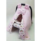 Baby of City 2'li Puset Örtüsü Puset Minderi - Pembe - 0 - 13 kg