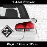 Baby On Board Arabada Bebek Var Sticker 2 Adet- Araba Kask Motosiklet Laptop Tablet Pc Atv Uyumlu Sticker 2 Adet