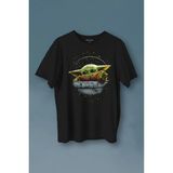 Baby On Board Yoda Star Wars Yeşil Bebek Mandalorian Baskılı Tişört Unisex T-Shirt - Siyah