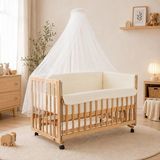 Baby Plus Doğal Ahşap Asansörlü ve Sallanabilir Beşik 70X130 cm - 70 x 130 cm