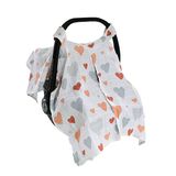 baby plus Müslin Ana Kucağı Ev Tipi Örtüsü - Kalp Desenli