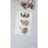 Baby Saçsız bebek tokası 3 lü set kurbağa kelebek ayıcık