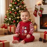 Baby Sena babysena Ho Ho Ho Yılbaşı Temalı Bebek Tulum - Kırmızı - 3 Ay